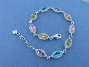 Semi-Precious Gemstone Silver Bracelet