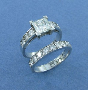 Large Princess Cut Diamond ring and Band