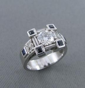 Diamond and Sapphire Unique Ring