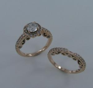 Rose Gold unique diamond ring and band