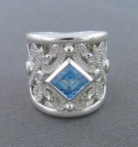 Large Swiss Blue Topaz Dress Ring
