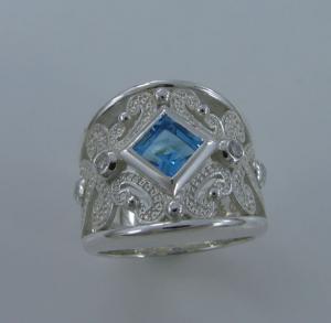 Large Swiss Blue Topaz Dress Ring
