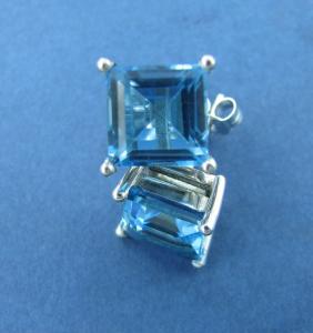 Swiss Blue Topaz and Silver Stud Earrings