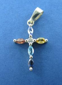 Semi-Precious Gems cross pendant
