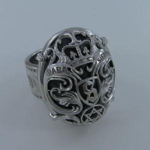 White Gold Family Crest Ring with Kunzite Gemstone