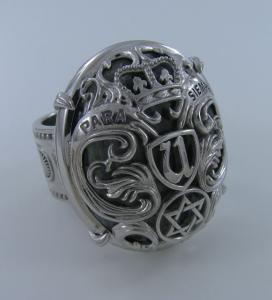 White Gold Family Crest Ring with Kunzite Gemstone
