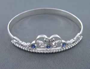 Silver Crown Bangle with Sapphires and Dimaonds